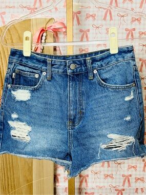 LF Lovers & Friends Jack High Rise Cut Offs Distressed Denim Shorts